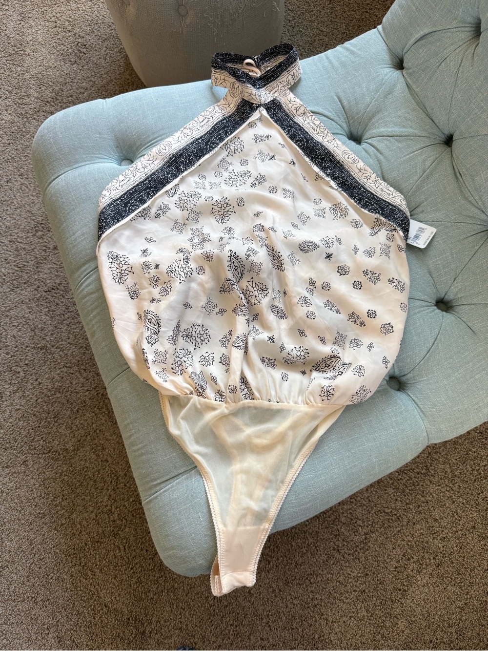 Free People Floral Print Halter-Style Tie-Back Bodysuit NWT